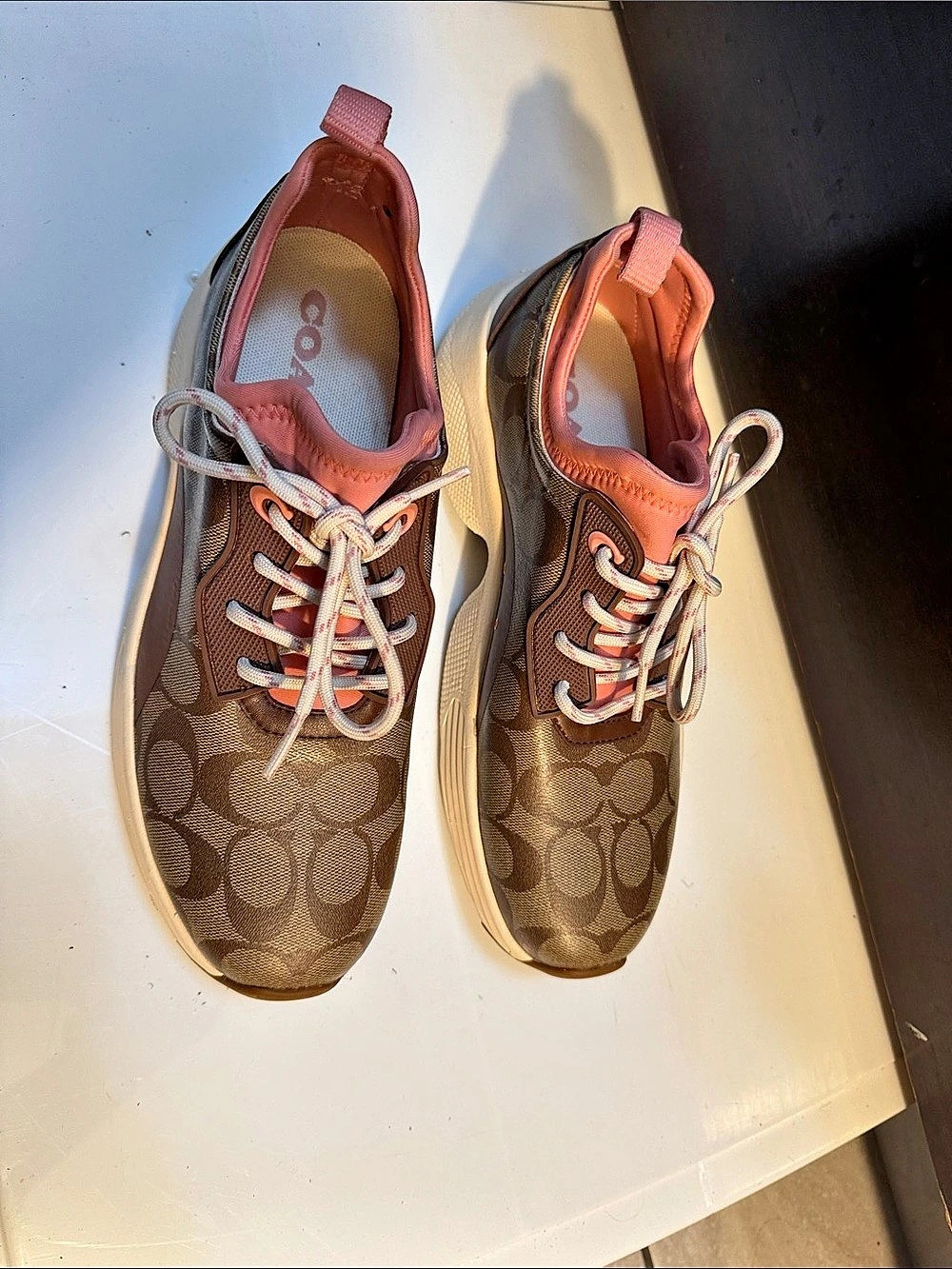 Coach C270 Signature Tech Runner Brown & Pink Sneakers